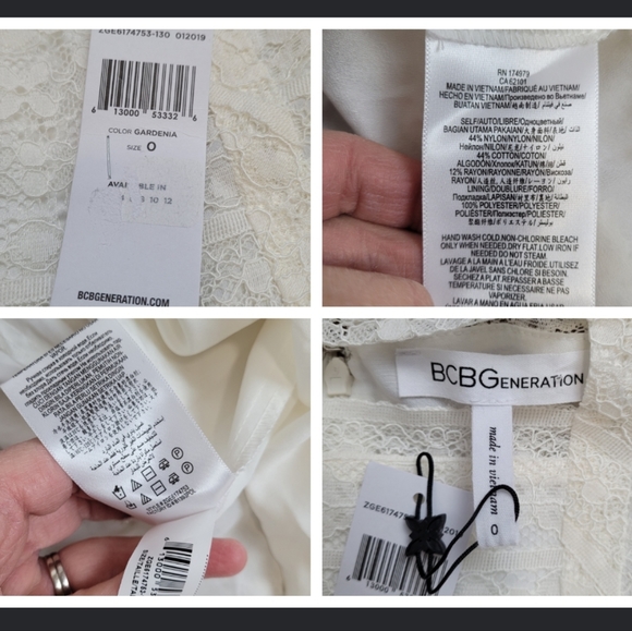 BCBGeneration sheer Lace Long Sleeve cutouts cream mini dress lined flare 0 - Picture 12 of 16